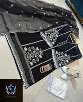 Sleeves, Shirt Embroidered with Lace Attached with Cotton Trouser 3PCs