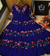 Multi Embroidery Long Flair Maxi