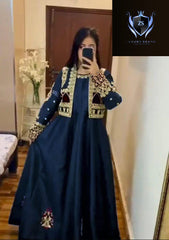 Allover Handwork,Nug Stone Embroidery Heavy Work On Koti Front And Back With Emb Long Maxi 2Pcs