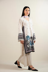 LONG CO-ORD SET 2pc Suit Most Trending Design Long Digital Printed Shirt With Bell Bottom Trouser