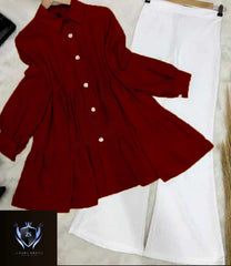 Kaaj Button Collar Shirt With Flapper 2Pcs