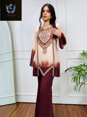 Front And Back Cutwork Indian Digital Printed Cord set 2Pcs