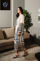 Front And Back One Colour Digital Printed Long Shirt With Flapper Cord set 2Pcs