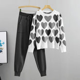 A.S Heart Printed Pearl's Work Style 2-Pcs Winter Tracksuit For Her.