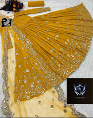 Border Ring Polka Embroidery Maxi with Two Border Embroidery Dupatta 3Pcs