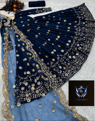 Border Ring Polka Embroidery Maxi with Two Border Embroidery Dupatta 3Pcs