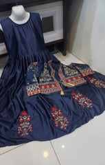Embroidery Bunch Maxi With Emb Separate Koti 2Pcs🥰