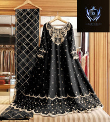 Heavy Neck,Border Embroidery With Handwork Long Maxi With Full Emb Dupatta 3Piece