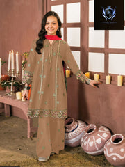 2Pcs Front Neck,Sleeves, Border Multi And Zarri Embroidery Work Shirt And Emb Flapper Kids 2Pcs
