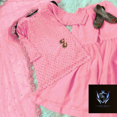 Front and Sleeves 9MM Sequence Embroidered, with Cut Work 9MM Dupatta with Garara 3Piece