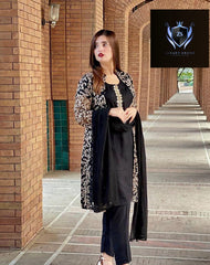 4Piece, Front Fully Embroidered Gown With Emb Inner, Plain Dupatta Trouser