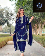 Round Sequence Embroidered on Shirt,Sleeves,Border With Seq Embroidered Trouser 3Pcs
