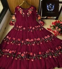 Multi Embroidery Long Flair Maxi