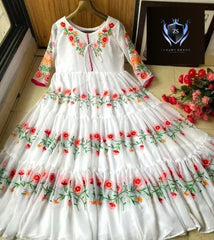 Multi Embroidery Long Flair Maxi