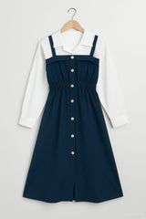 Imported plane Romper Maxi With Imported Plain Front open Shirt (white Color)