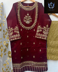 Handwork And Embroidery Shirt With Emb Dupatta 3piece