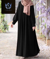 Front Zip & Side Pocket Abaya With Adjustable Belt