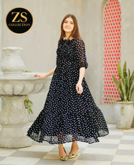 Self Printed Chiffon Maxi With Inner Attached