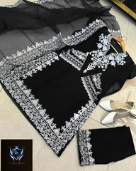 Neck, Sleeves Daman Embroidered with Embroidered Trouser and Dupatta 3PCs