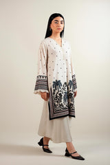 LONG CO-ORD SET 2pc Suit Most Trending Design Long Digital Printed Shirt With Bell Bottom Trouser