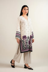LONG CO-ORD SET 2pc Suit Most Trending Design Long Digital Printed Shirt With Bell Bottom Trouser