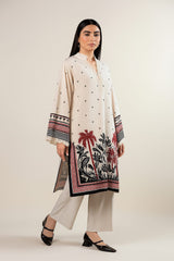 LONG CO-ORD SET 2pc Suit Most Trending Design Long Digital Printed Shirt With Bell Bottom Trouser