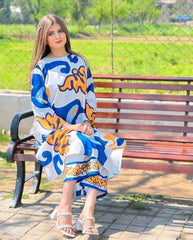 New Arrival 2pc Suit Most Trending Design Long Digital Printed Shirt With Bell Bottom Trouser