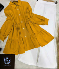 Kaaj Button Collar Shirt With Flapper 2Pcs