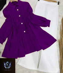 Kaaj Button Collar Shirt With Flapper 2Pcs