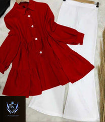 Kaaj Button Collar Shirt With Flapper 2Pcs