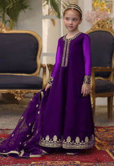 Neck, Border Sleeves Shahi Embroidered Kids Maxi With Border Emb Duppatta 3Pcs