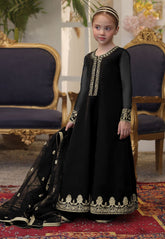 Neck, Border Sleeves Shahi Embroidered Kids Maxi With Border Emb Duppatta 3Pcs