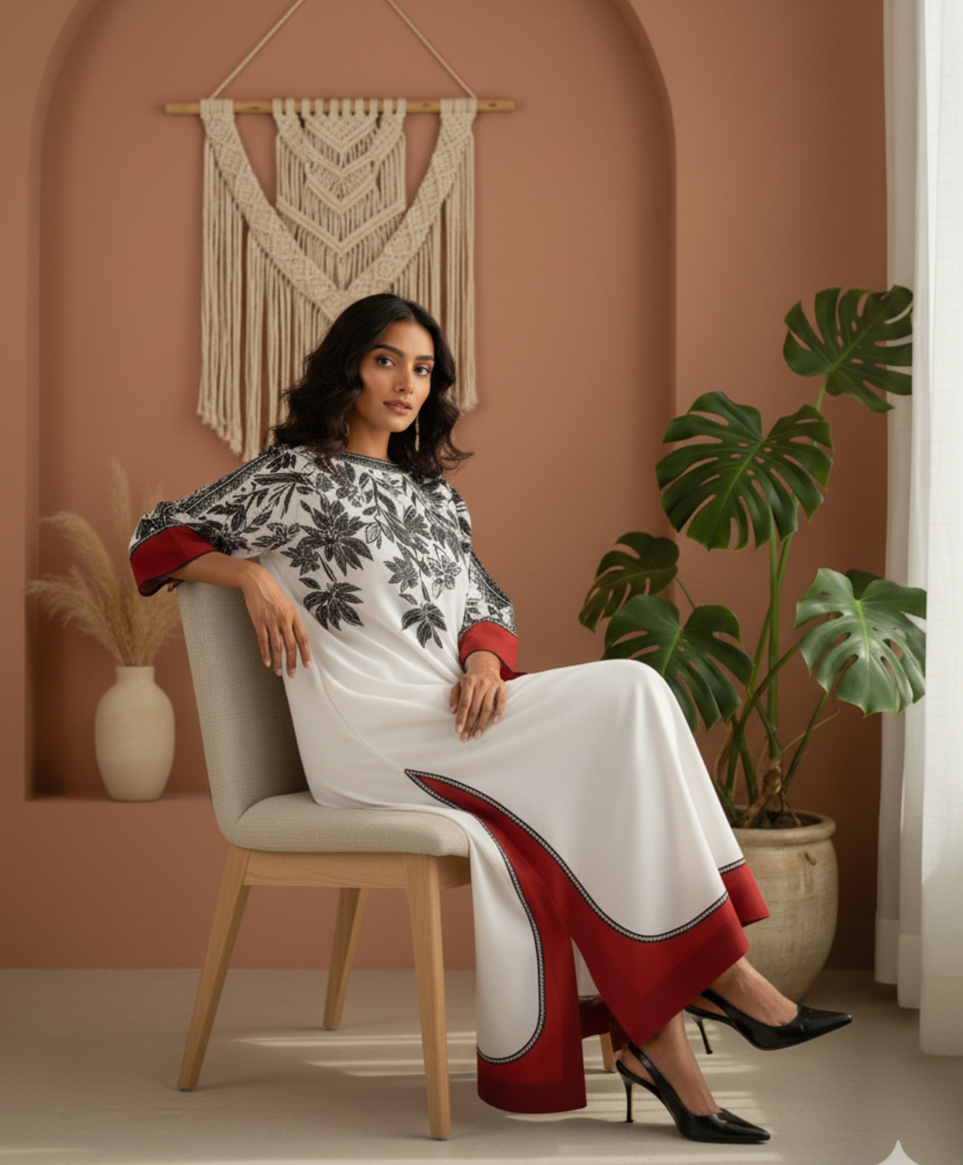 VIRAL LONG KAFTAN STYLE CO-ORD SET WITH DUPATTA