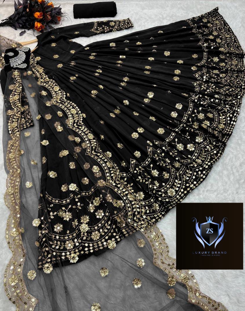 Border Ring Polka Embroidery Maxi with Two Border Embroidery Dupatta 3Pcs