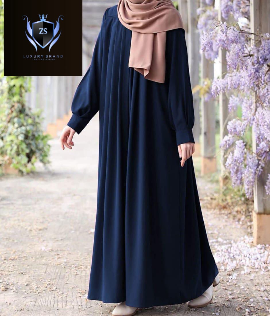 Front Zip & Side Pocket Abaya With Adjustable Belt