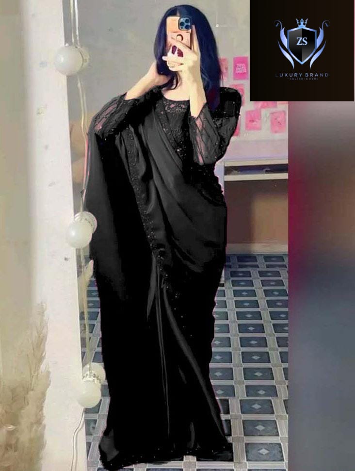Sequence Embroidered work with Pearls Attached Silk saree (Blouse , petticoat & 7 yards stiched saree )