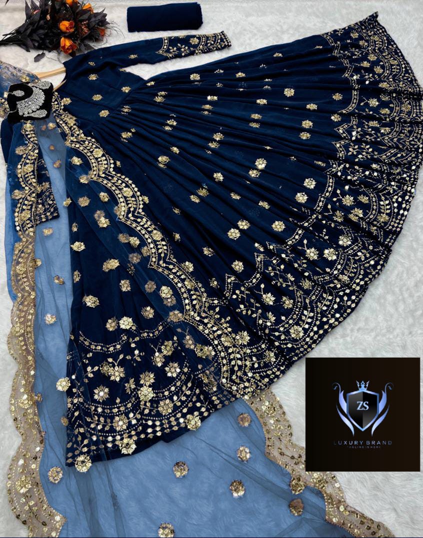 Border Ring Polka Embroidery Maxi with Two Border Embroidery Dupatta 3Pcs