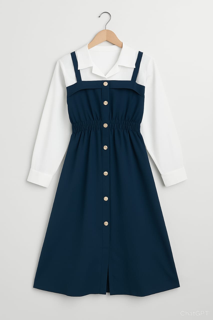 Imported plane Romper Maxi With Imported Plain Front open Shirt (white Color)