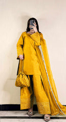 Most Trending Article Farshi Shalwar Kameez With Potli 4Pcs ❤️