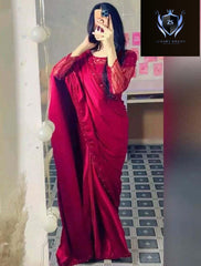 Sequence Embroidered work with Pearls Attached Silk saree (Blouse , petticoat & 7 yards stiched saree )