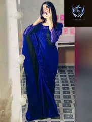 Sequence Embroidered work with Pearls Attached Silk saree (Blouse , petticoat & 7 yards stiched saree )
