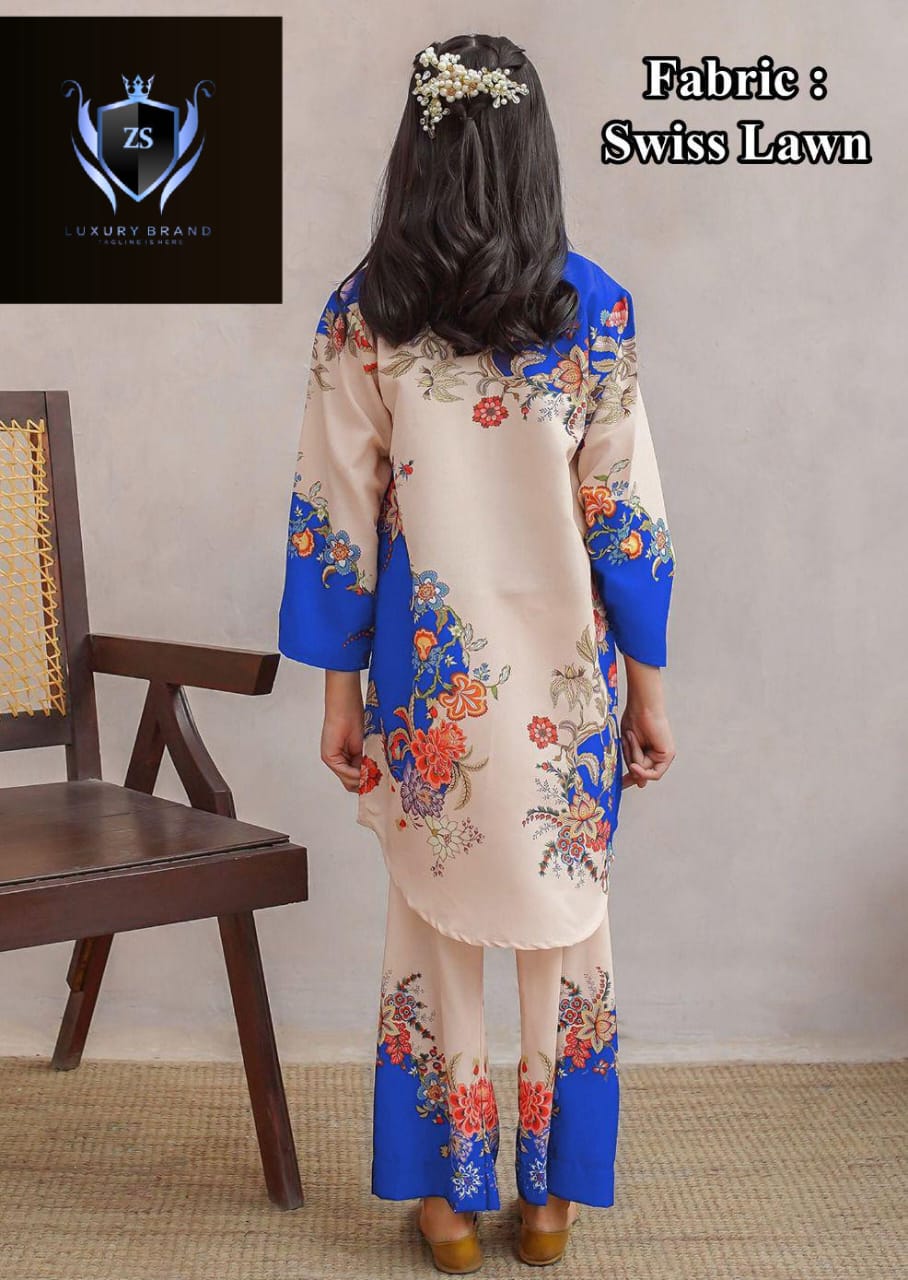 Kids Digital Swiss Printed Lawn ❤️  Front Back All'over Digital Printed Kid's Corset 2Pcs